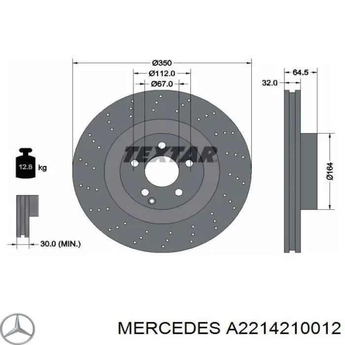 Тормоз дисковый передний Mercedes A2214210012 цена, от 57.01 USD