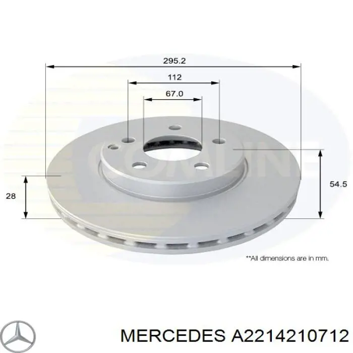 Передние тормозные диски A2214210712 Mercedes