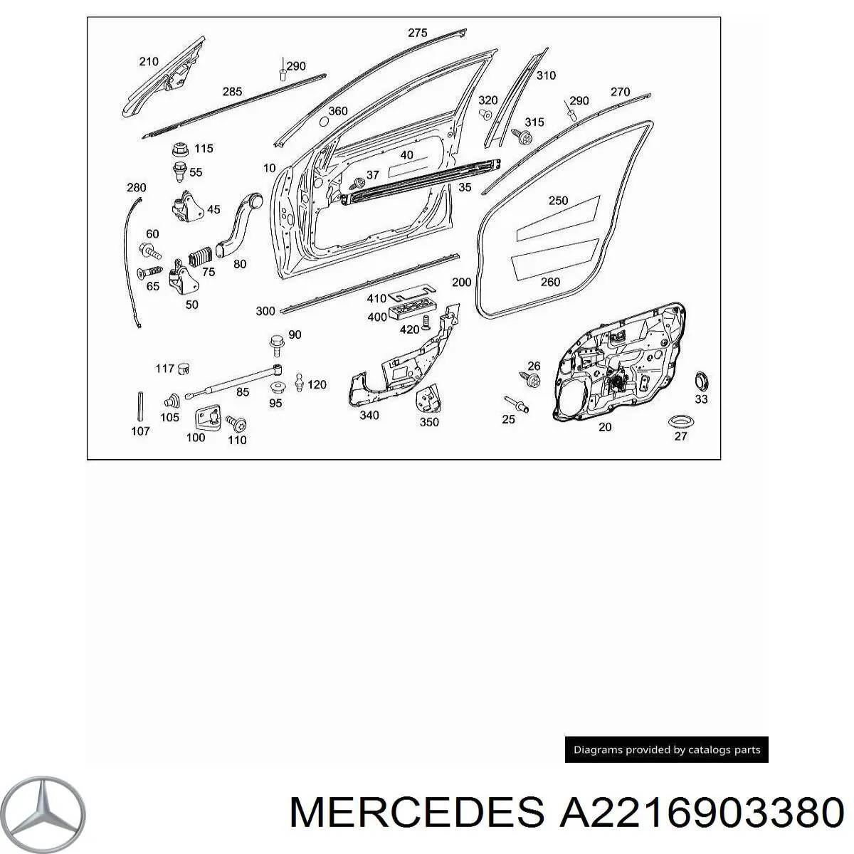 Молдинг опускного стекла нижний, двери передней, левой Mercedes 2216903380