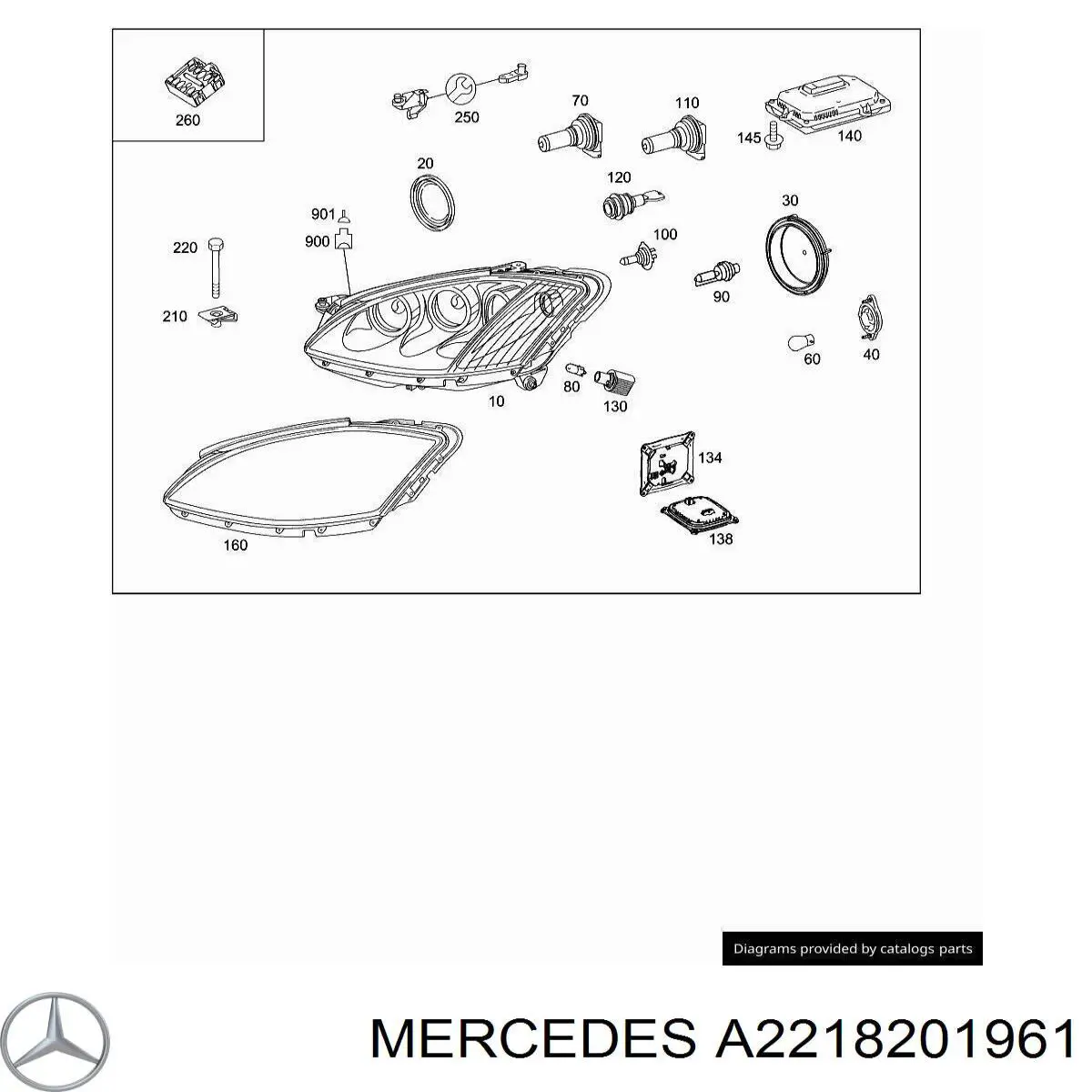 A2218201961 Mercedes фара левая