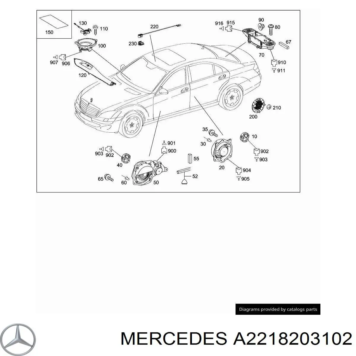 Alto-falante da porta traseira para Mercedes S (W221)
