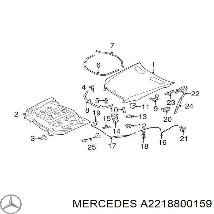 221880015964 Mercedes cabo dianteiro de abertura da capota