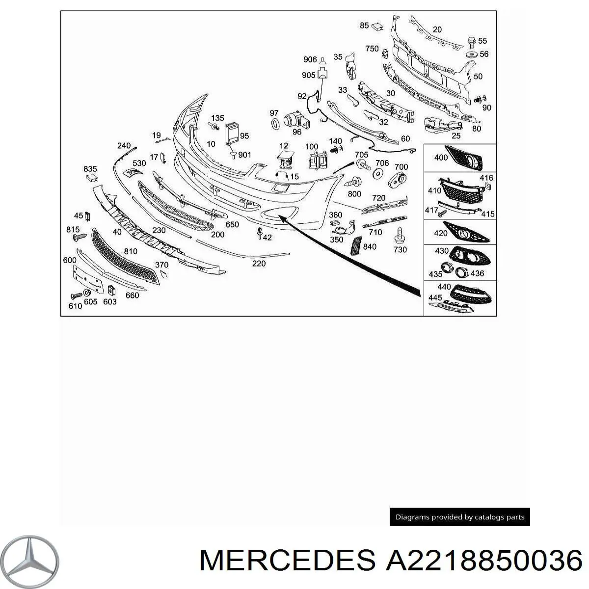 Купить 2218850036 Mercedes Защита бампера переднего