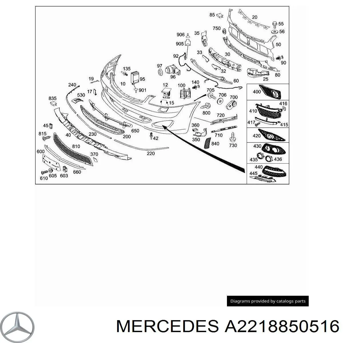 Spoiler do pára-choque dianteiro para Mercedes S (W221)