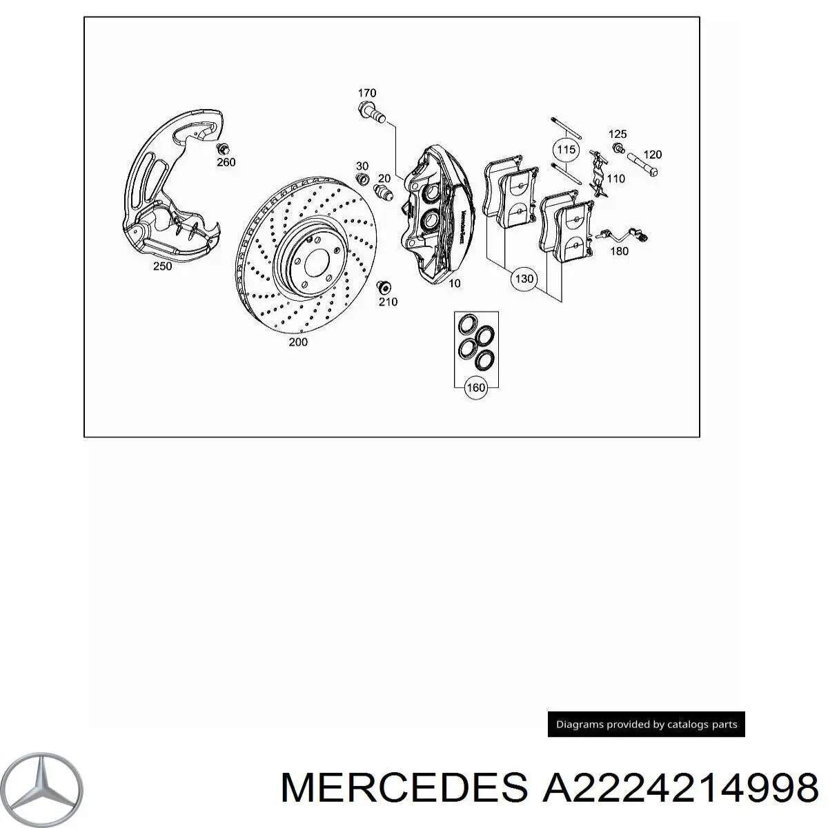 Купить A2224214998 Mercedes Ремкомплект переднего суппорта