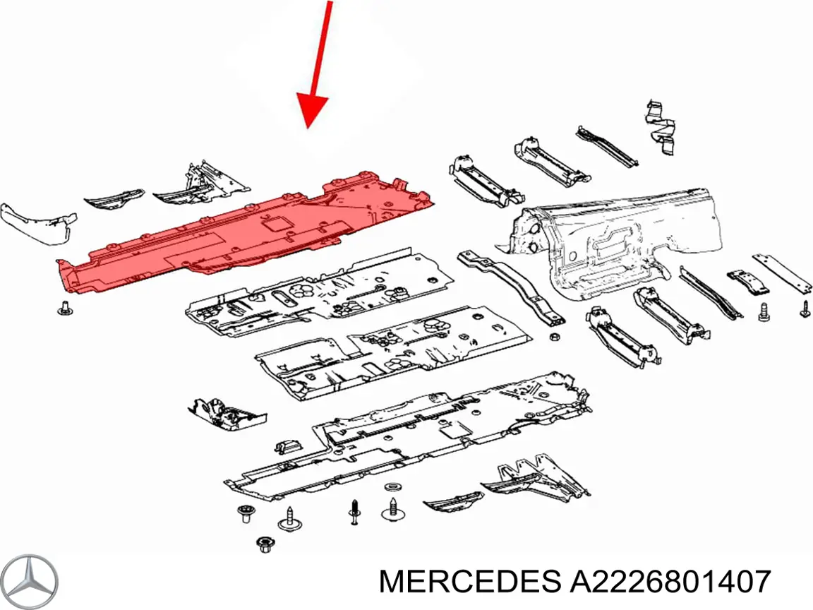 Купить A2226801407 Mercedes Защита днища правая