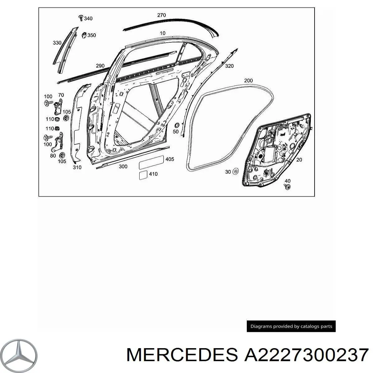 Купить A2227300237 Mercedes Завеса двери задней правой