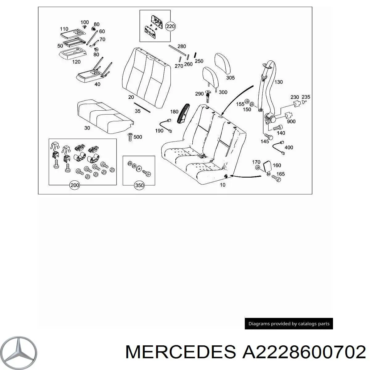 2228600702 Mercedes Подушка безопасности AIRBAG спинки сиденья, правого