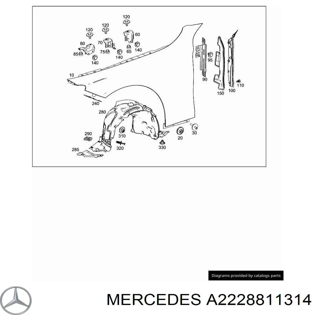 A2228811314 Mercedes Кронштейн крепления крыла переднего левого передний