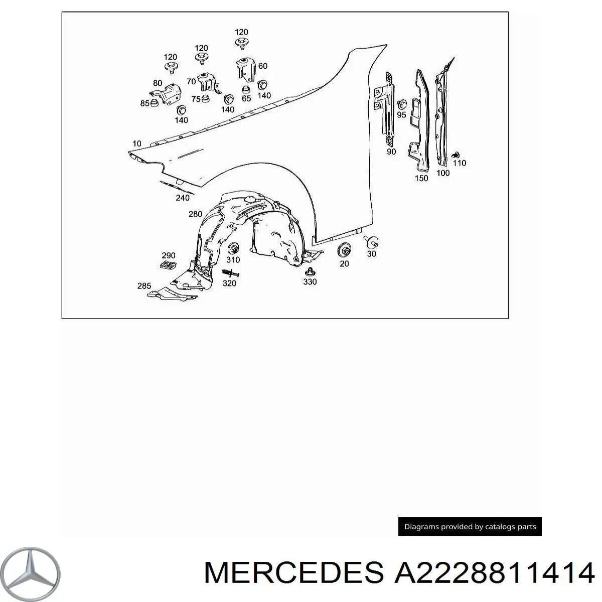 Кронштейн крепления крыла переднего правого передний Mercedes A2228811414 цена, от 19.00 USD