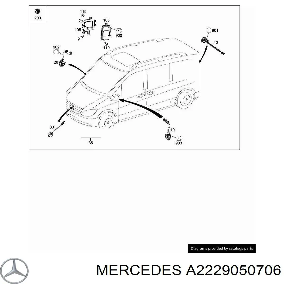 Камера заднего вида Mercedes 2229050207