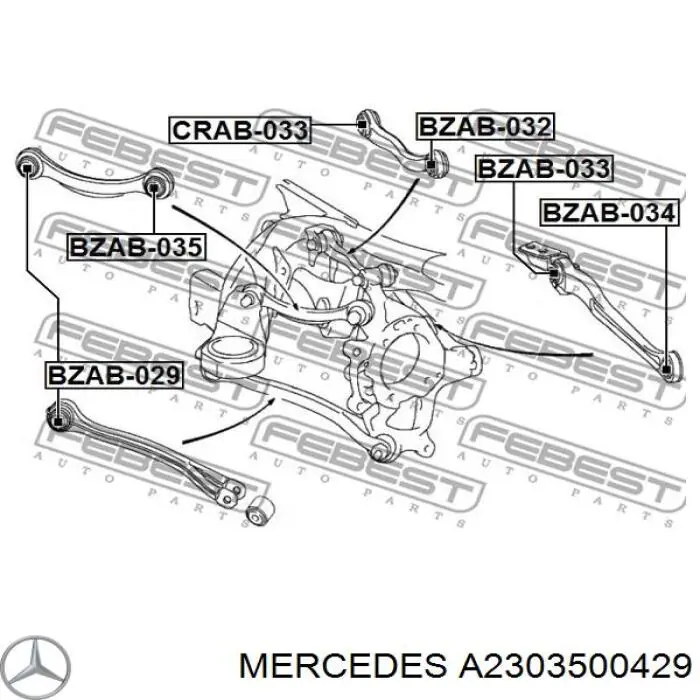 A2303500429 Mercedes braço oscilante inferior direito de suspensão traseira