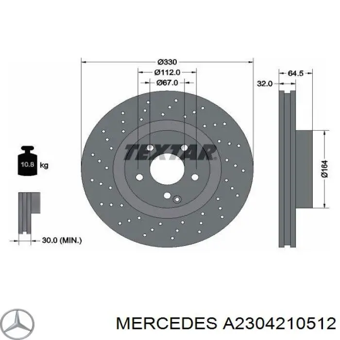Тормоз дисковый передний Mercedes A2304210512 цена, от 79.43 USD