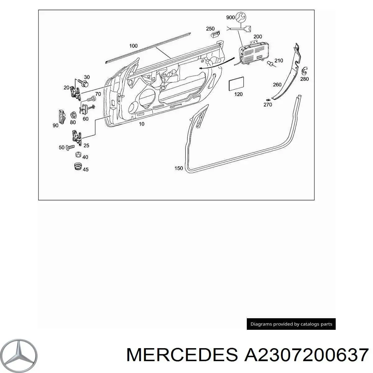 Дверной шарнир правый передний Mercedes A2307200237 цена, от 25.34 USD
