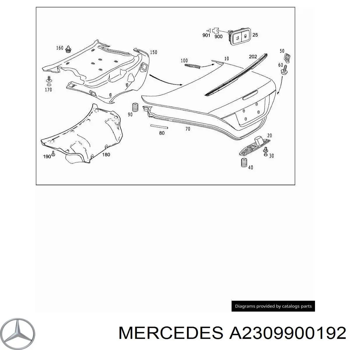 A2309900192 Mercedes пистон (клип утеплителя капота)