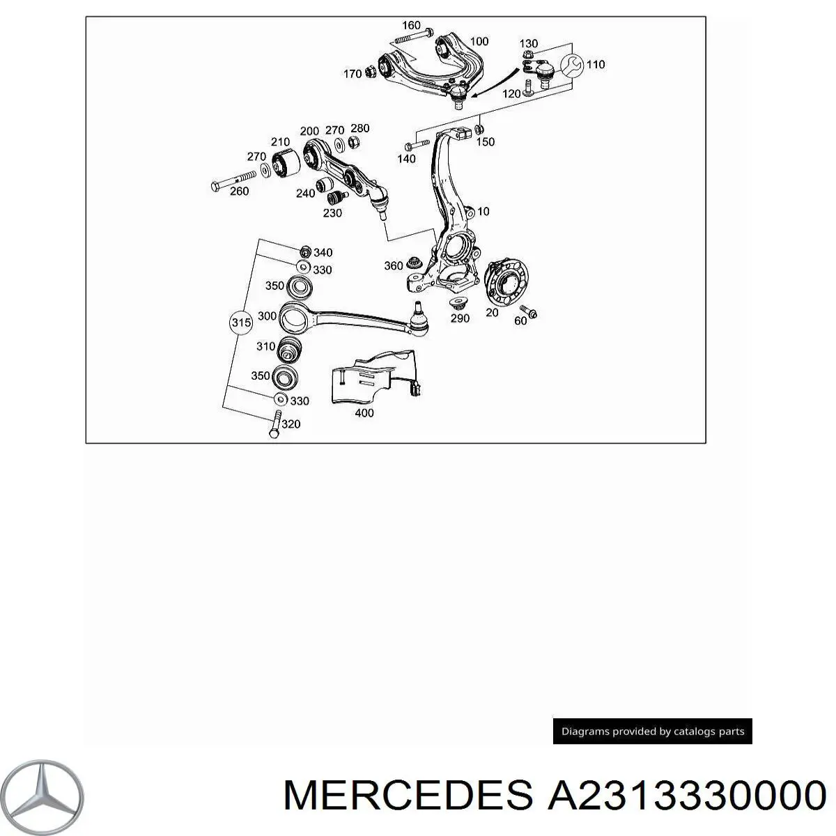 A2313330000 Mercedes bloco silencioso dianteiro do braço oscilante inferior