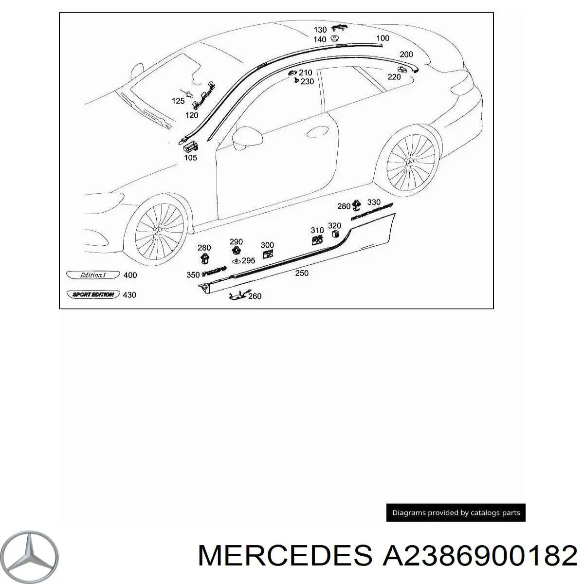 A2386900182 Mercedes Накладка крыши левая