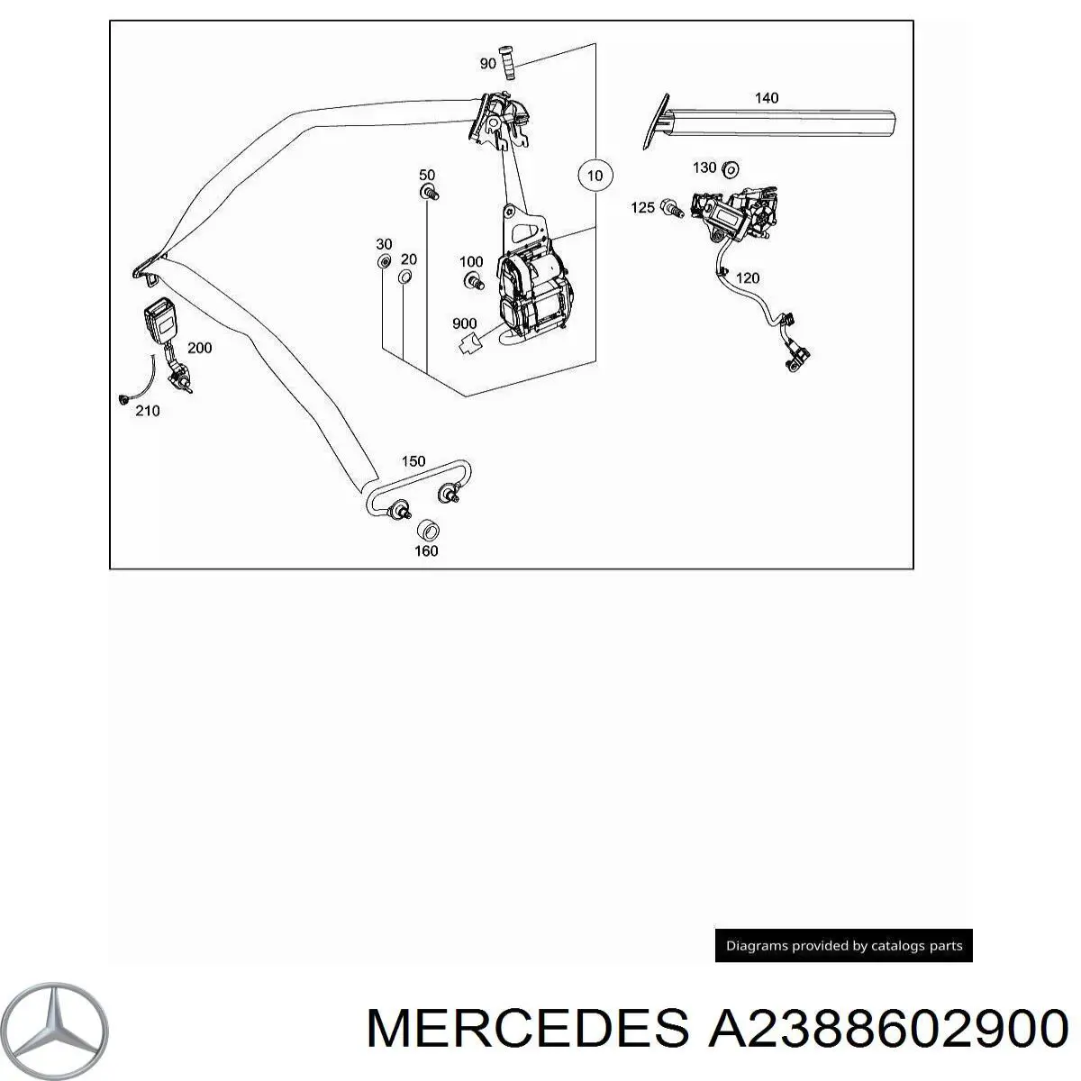 Ремень безопасности передний правый Mercedes A2388602900 цена, от 204.61 USD