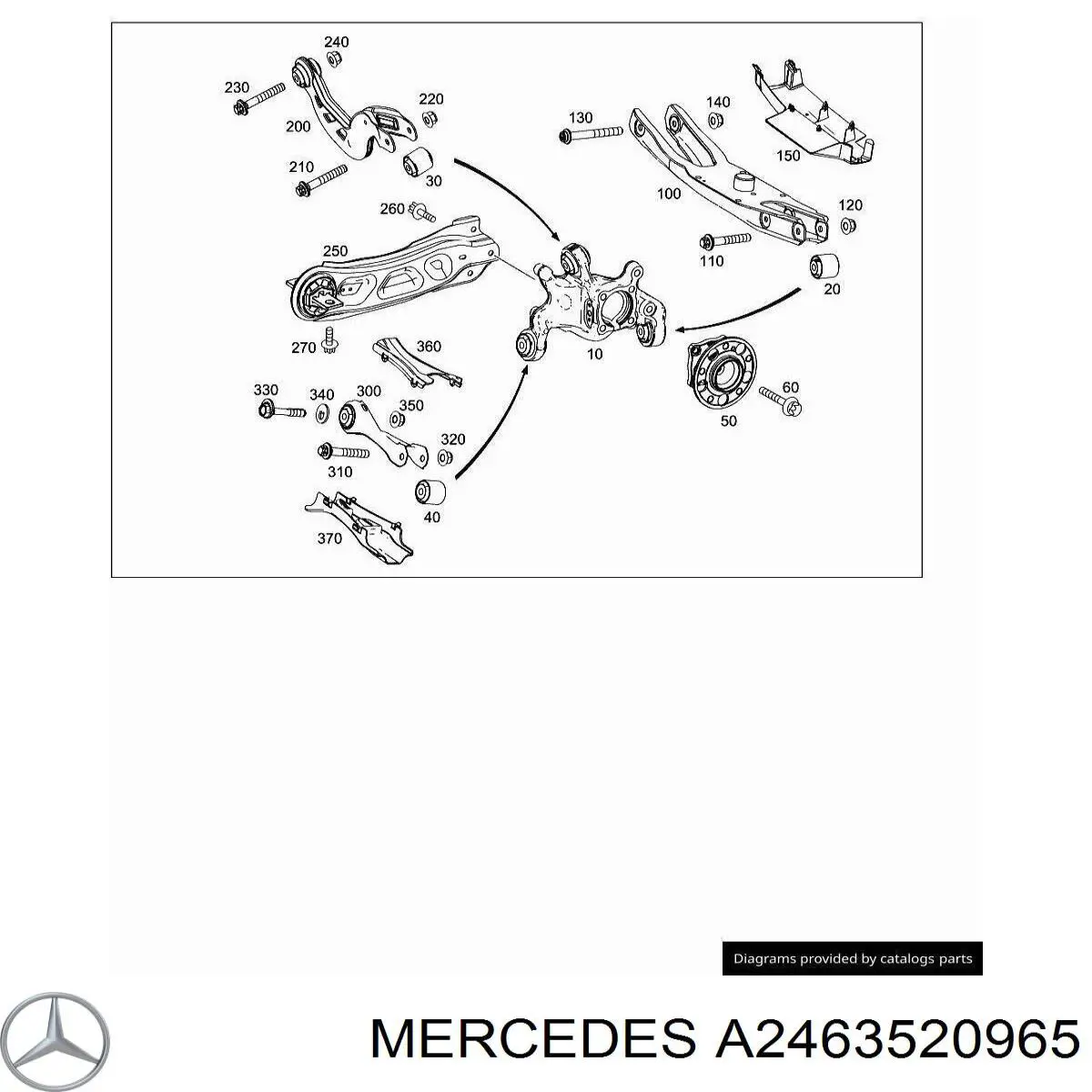 A2463520965 Mercedes bloco silencioso externo traseiro de braço oscilante transversal