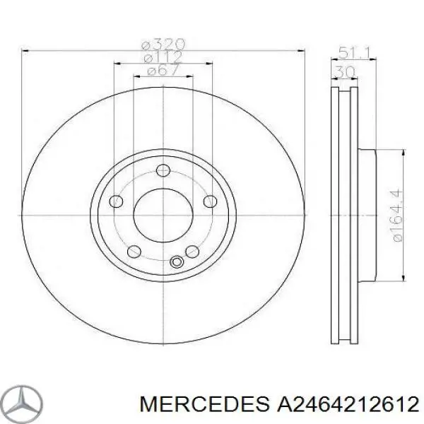 A2464212612 Mercedes disco do freio dianteiro