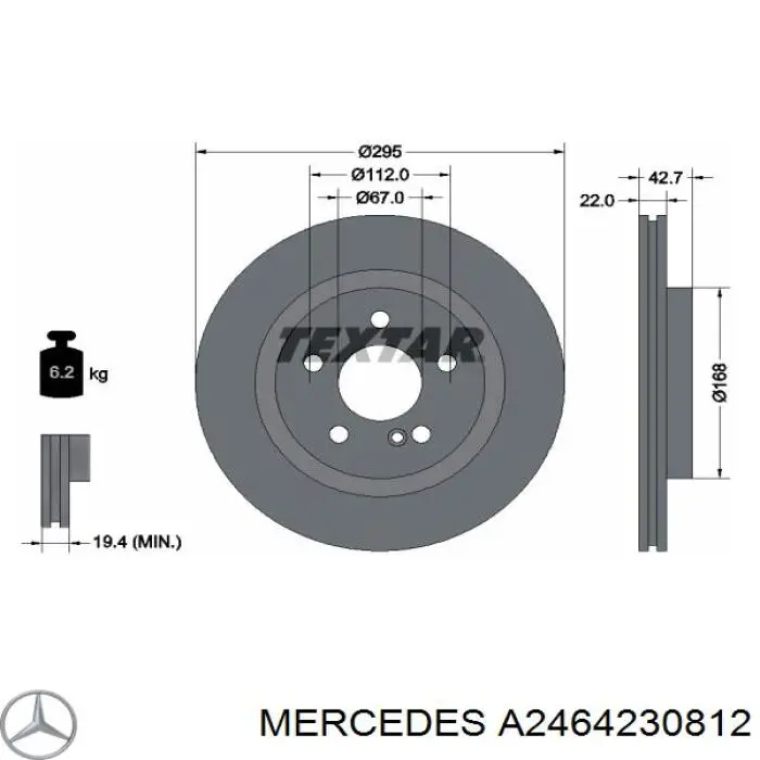 A2464230812 Mercedes disco do freio traseiro