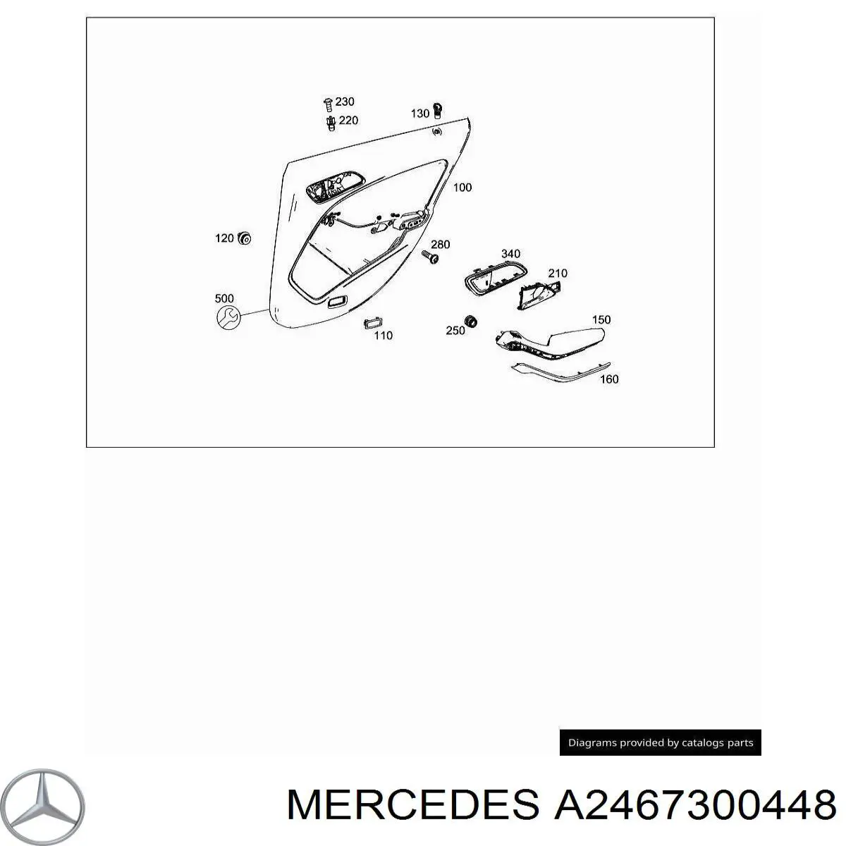 Cobrimento de maçaneta interna traseira direita da porta para Mercedes A (W176)