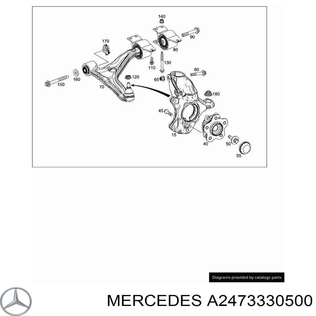 2473330500 Mercedes bloco silencioso dianteiro do braço oscilante inferior