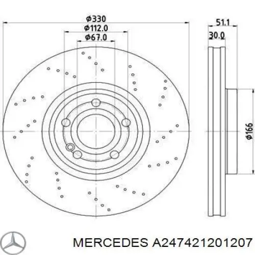 A247421201207 Mercedes Диск тормозной передний