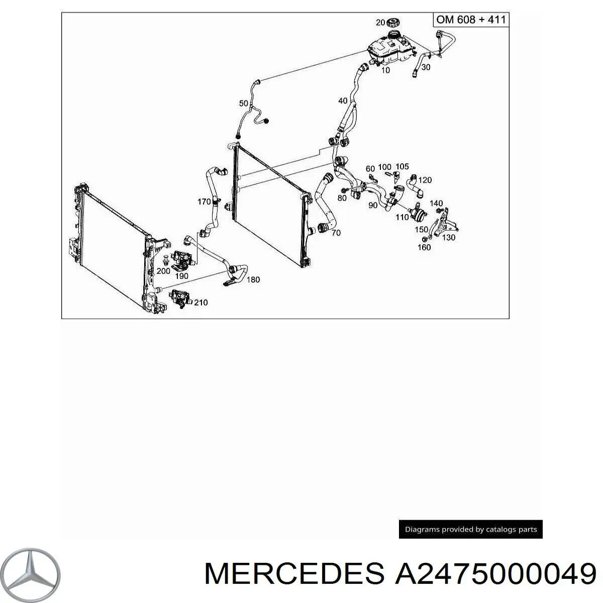 Купить A2475000049 Mercedes Водяной бачок системы охлаждения