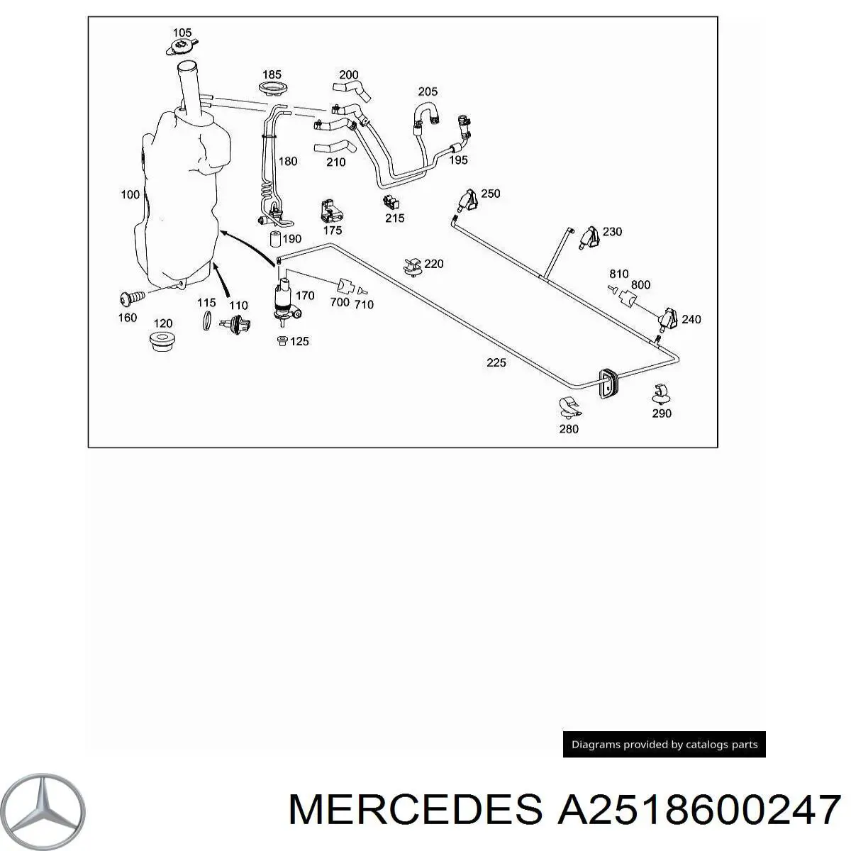 Купить A2518600247 Mercedes Форсунка омывателя стекла лобового, правая