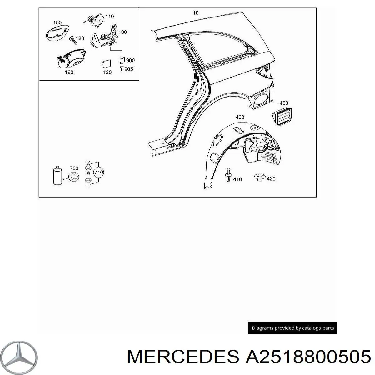 Подкрылок задний левый Mercedes 2518800505 цена, от 38.01 USD
