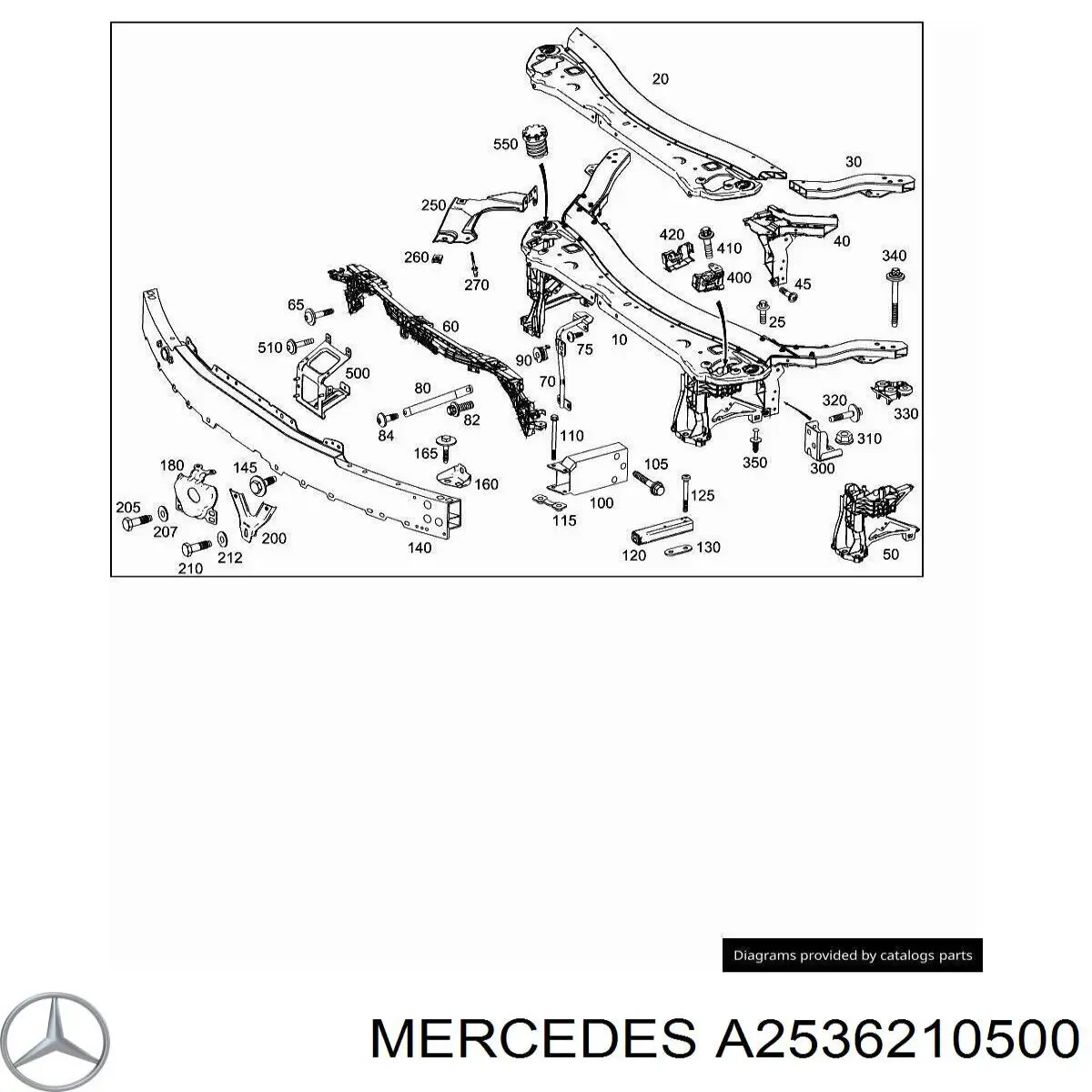 Купить 2536210500 Mercedes Кронштейн суппорта радиатора верхний