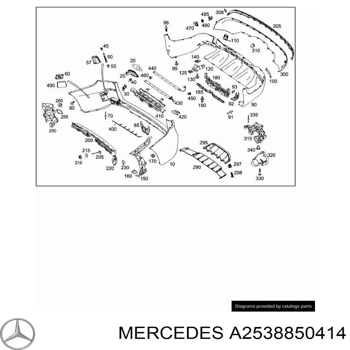 Купить A2538850414 Mercedes Правый кронштейн крепления бампера заднего