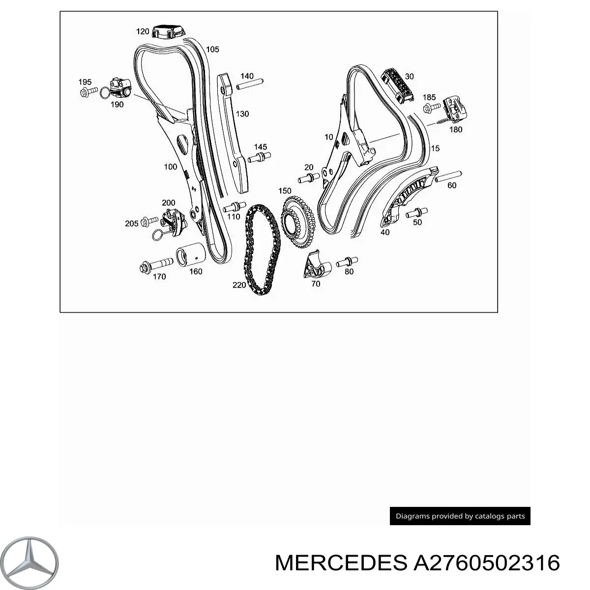 Amortecedor de cadeia do mecanismo de distribuição de gás, esquerdo para Mercedes E (S213)