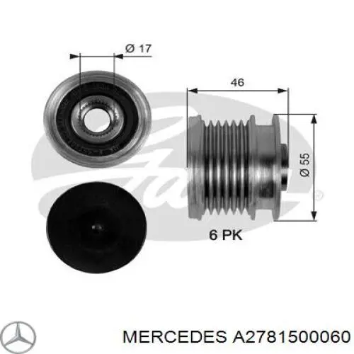 Polia do gerador Mercedes A2781500060