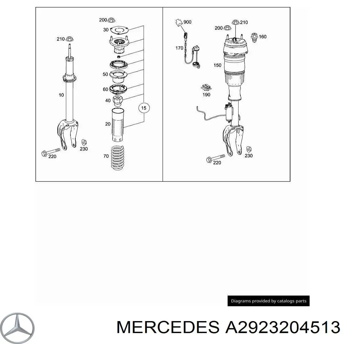 Амортизатор передний левый A2923204513 Mercedes