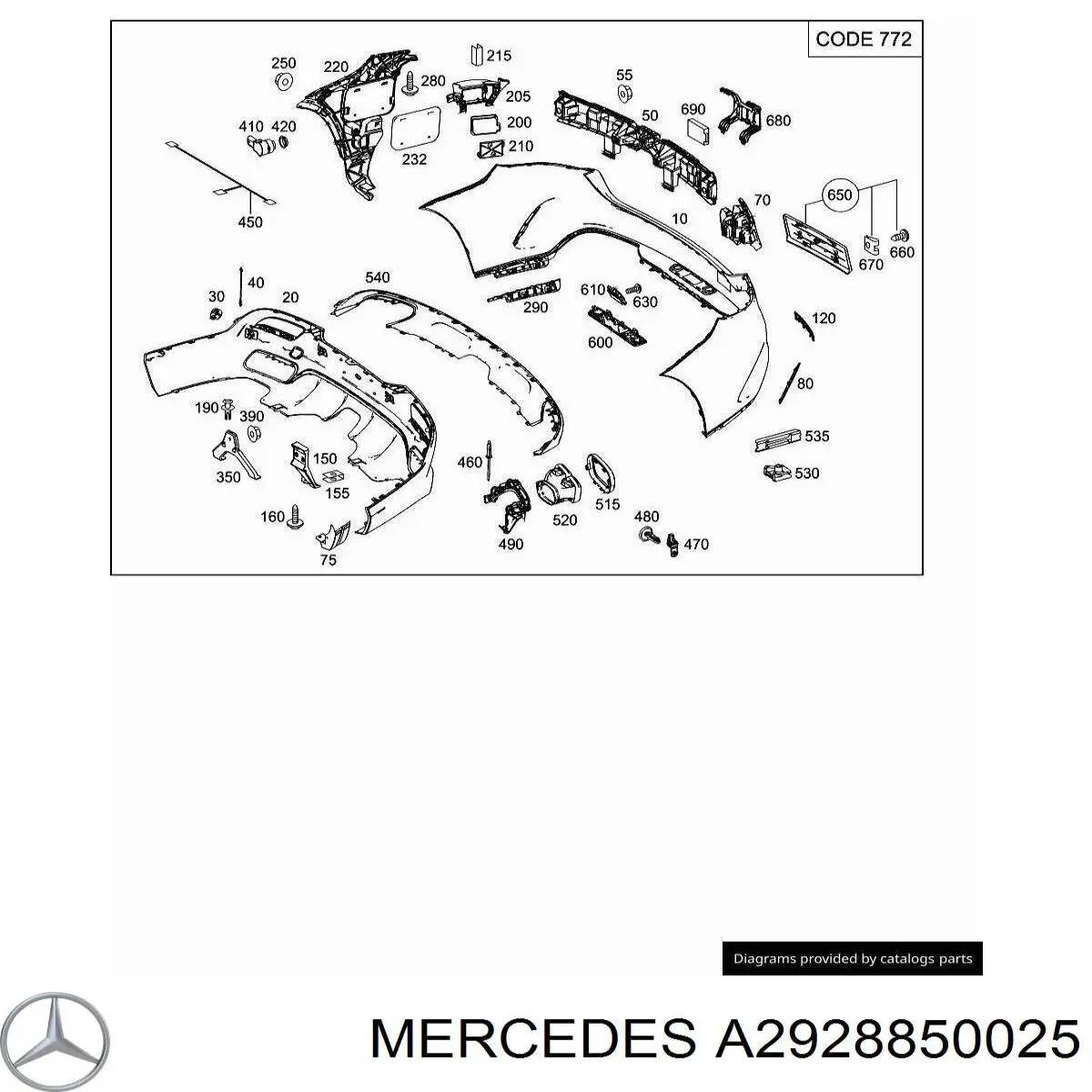 A2928850025 Mercedes pára-choque traseiro