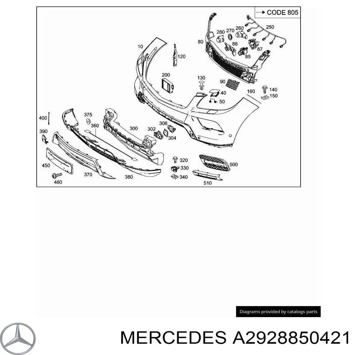  Mercedes A2928850421 цена, от 164.70 USD