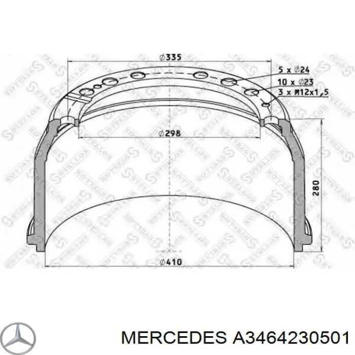 A3464230501 Mercedes барабан тормозной задний