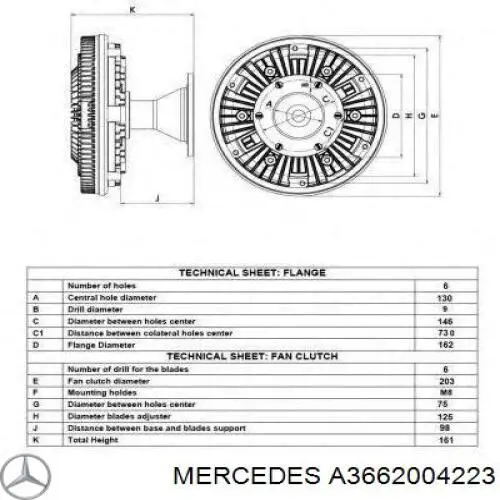 Вискомуфта вентилятора A3662004223 Mercedes