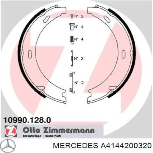 Купить A4144200320 Mercedes Колодки ручника/стояночного тормоза