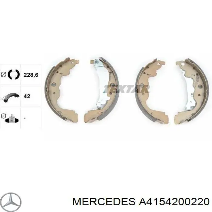 Колодки тормозные задние барабанные Mercedes A4154200220