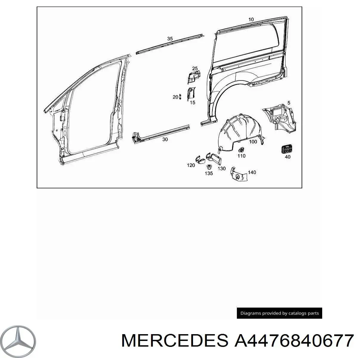 Купить 4476840677 Mercedes Подкрылок задний правый