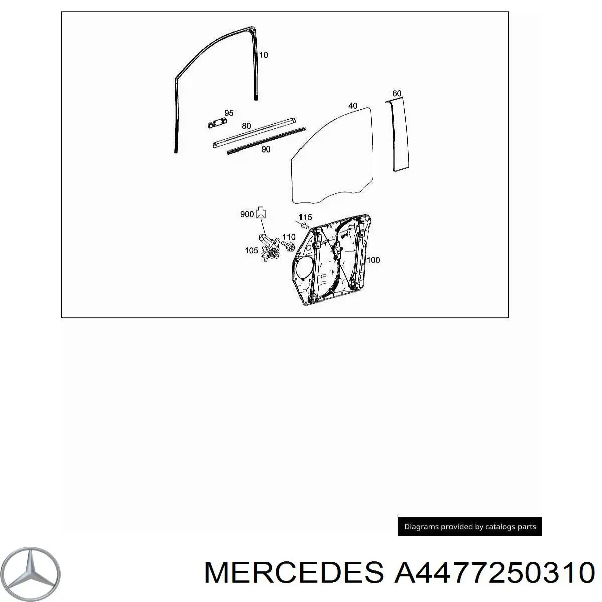 Стекло двери передней левой A4477250310 Mercedes