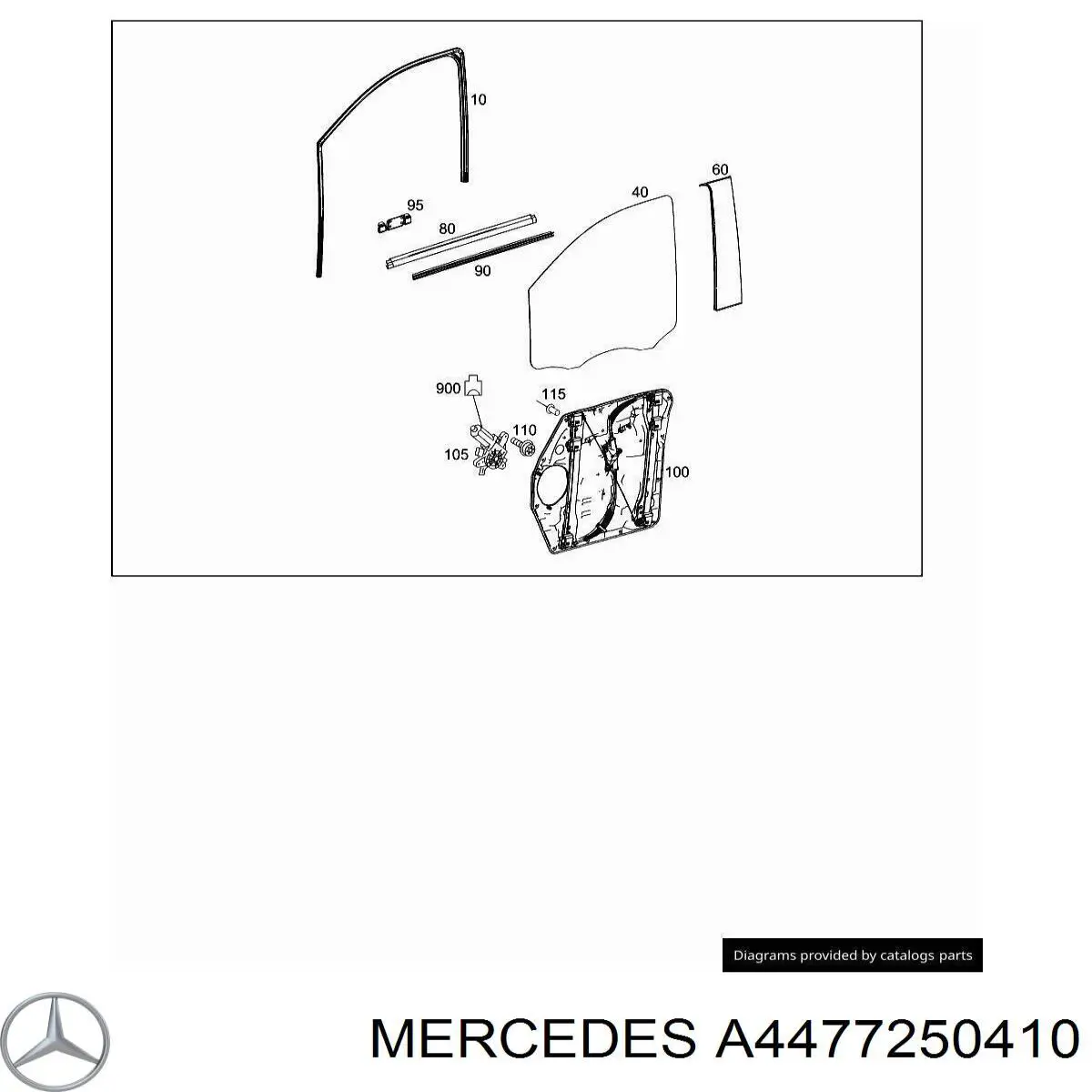 A4477250410 Mercedes Стекло передней двери, правой