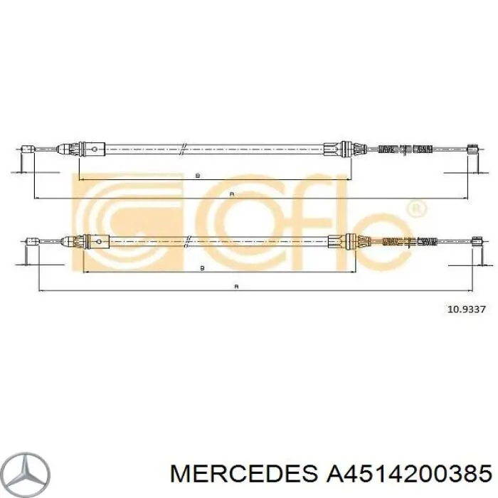 Задний трос ручника A4514200385 Mercedes