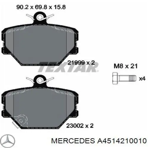 Передние тормозные колодки A4514210010 Mercedes