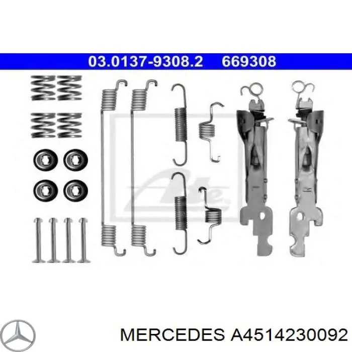 Kit de montagem das sapatas traseiras de tambor para Smart FORTWO (451)