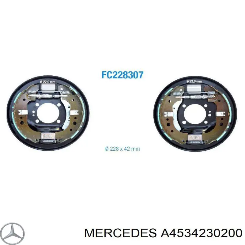 Задние барабанные колодки A4534230200 Mercedes