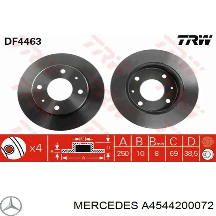 Тормозные диски A4544200072 Mercedes